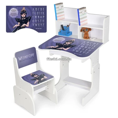 Детская парта N 2071-24-1 со стульчиком, регулируемая, Wednesday, белая