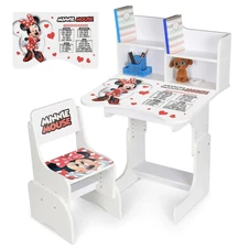 Детская парта N 2071-22-1 регулируемая, со стульчиком, Minnie Mouse, белая