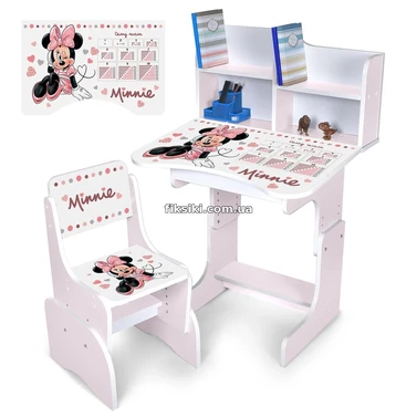 Детская парта N 2071-21-7 регулируемая, со стульчиком, Minnie Mouse, сакура