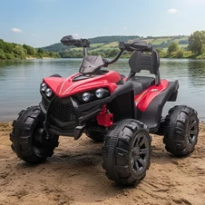 Детский электроквадроцикл M 6294 EL-3 красный, кожаное сиденье, два двигателя купить