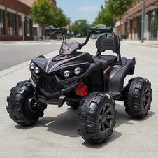 Детский электроквадроцикл M 6294 EL-2 черный, кожаное сиденье, два двигателя
