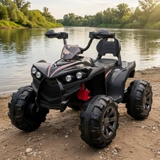 Детский электроквадроцикл M 6294 EL-2 черный, кожаное сиденье, два двигателя фото 11