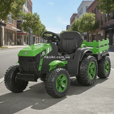 Детский электромобиль трактор M 6295 EBLR-5 с прицепом, пульт управления, зеленый