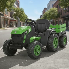 Детский электромобиль трактор M 6295 EBLR-5 с прицепом, пульт управления, зеленый