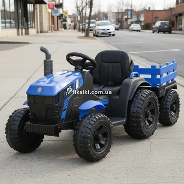 Детский электромобиль трактор M 6295 EBLR-4 с прицепом, пульт управления, синий