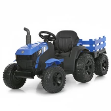 Детский электромобиль трактор M 6295 EBLR-4 с прицепом, пульт управления, синий фото 11