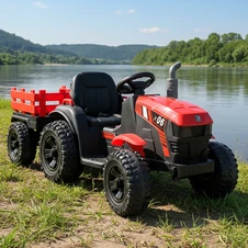 Детский электромобиль M 6295 EBLR-3 трактор с прицепом, пульт управления, красный