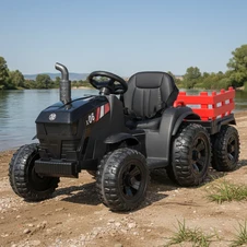 Детский электромобиль M 6295 EBLR-2 трактор с прицепом, пульт управления, черный