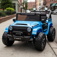 Детский электромобиль джип M 6287 EBLR-4 (24V), мягкое сиденье, синий