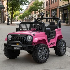 Детский электромобиль джип M 6259 EBLR-8 (24V) розовый, кожаное сиденье