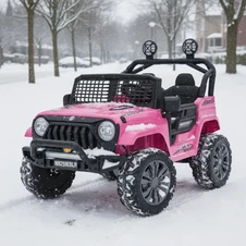 Детский электромобиль джип M 6259 EBLR-8 (24V) розовый, кожаное сиденье фото 33