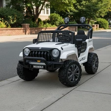 Джип на аккумуляторе для детей M 6259 EBLR-1 (24V) белый, кожаное сиденье фото 11