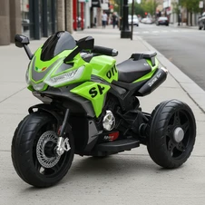 Мотоцикл для детей M 6267 EL-5 зеленый, два двигателя, музыка, свет