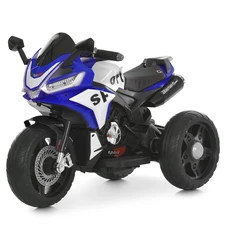 Детский мотоцикл M 6267 EL-4 на аккумуляторе, кожаное сиденье, синий фото 11