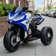 Детский мотоцикл M 6267 EL-4 на аккумуляторе, кожаное сиденье, синий купить