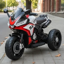 Детский мотоцикл M 6267 EL-3 на аккумуляторе, кожаное сиденье, красный фото 44