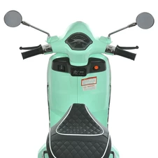 Детский мотоцикл Vespa M 6288 EL-15 скутер, два двигателя, бирюзовый фото 32