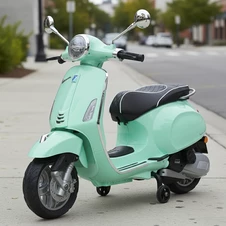 Детский мотоцикл Vespa M 6288 EL-15 скутер, два двигателя, бирюзовый купить