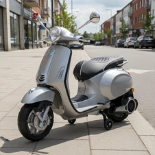 Детский мотоцикл Vespa M 6288 EL-11-5 скутер, два двигателя, серо-зеленый