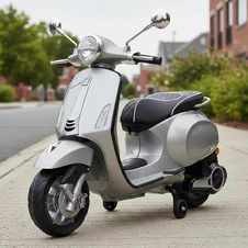 Детский мотоцикл Vespa M 6288 EL-11-5 скутер, два двигателя, серо-зеленый купить