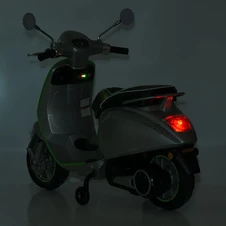 Детский мотоцикл Vespa M 6288 EL-11-4 скутер, два двигателя, серо-синий фото 77