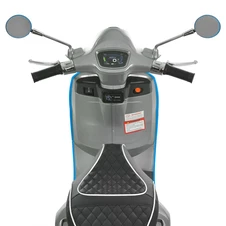 Детский мотоцикл Vespa M 6288 EL-11-4 скутер, два двигателя, серо-синий фото 88