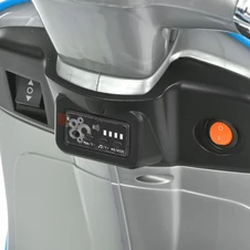 Детский мотоцикл Vespa M 6288 EL-11-4 скутер, два двигателя, серо-синий фото 99