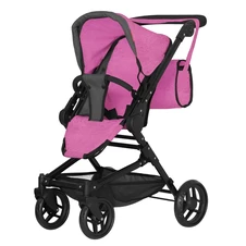 Коляска для куклы Carrello Magia 9636 Rose red с сумочкой, 3 в 1, малиновая
