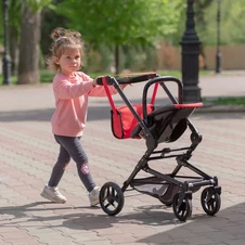 Коляска для куклы Carrello Magia 9636 Rose red с сумочкой, 3 в 1, малиновая фото 55