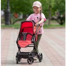 Коляска для куклы Carrello Magia 9636 Rose red с сумочкой, 3 в 1, малиновая фото 66
