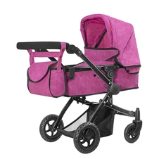 Коляска для куклы 2 в 1 Carrello Maestro 9651B Rose red с сумочкой, малиновая