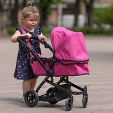 Коляска для куклы 2 в 1 Carrello Maestro 9651B Rose red с сумочкой, малиновая фото 44