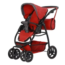 Коляска для куклы Carrello Avanti 9662 Red с сумочкой, 2 в 1, красная