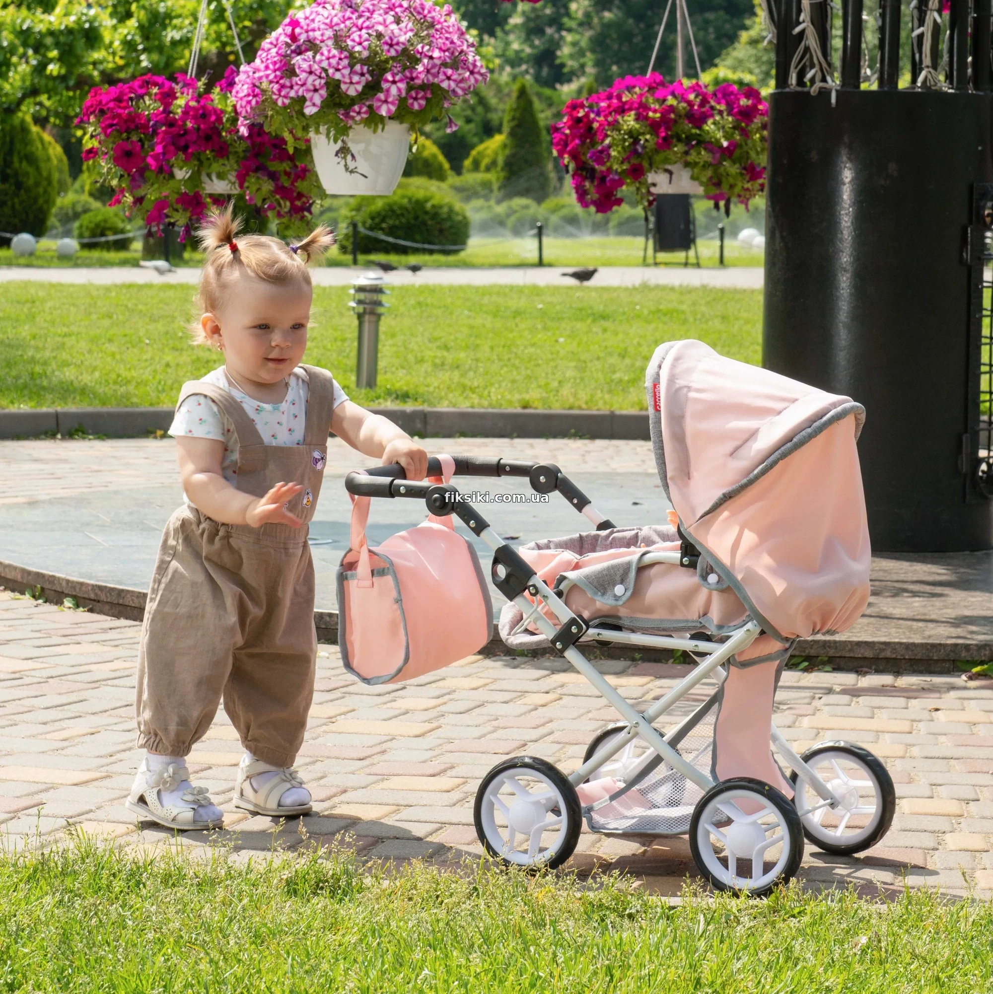 Коляска для куклы Carrello Unico 9346 Hot Pink с сумочкой