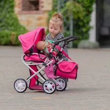 Коляска для куклы Carrello Unico 9346 Hot Pink с сумочкой, малиновая купить
