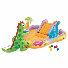 Надувной игровой центр Intex 56139 с горкой, Динопарк, 201 х 157 х 69 см.