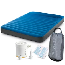 Надувной велюр матрас Intex 64013 с насосом, 203 х 152 х 22 см.