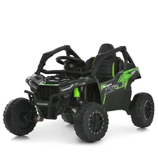 Детский электромобиль JS 330 EBLR-2-5 (24V) багги черно-зеленый, мягкое сиденье, Kawasaki фото 11