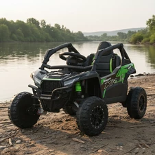 Детский электромобиль JS 330 EBLR-2-5 (24V) багги черно-зеленый, мягкое сиденье, Kawasaki купить