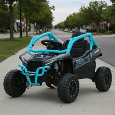 Детский электромобиль JS 330 EBLR-2-4 (24V) багги черно-синий, мягкое сиденье, Kawasaki купить