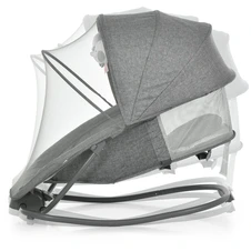 Убаюкивающий центр - шезлонг 8087 серый, APP, пульт, USB, таймер, москитная сетка фото 77