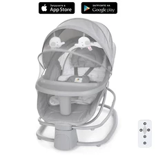 Убаюкивающий центр - шезлонг 8085 светло-серый, APP, пульт, USB, таймер, москитная сетка