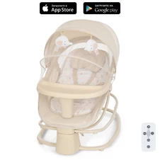 Убаюкивающий центр - шезлонг 8081 бежевый, APP, пульт, USB, таймер, москитная сетка