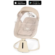 Убаюкивающий центр - шезлонг 8015 бежевый, пульт, APP, USB, таймер, москитная сетка