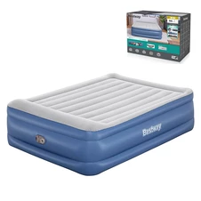 Надувная велюр кровать Bestway 67614 двуспальная, с электронасосом, 203 х 152 х 56 см.