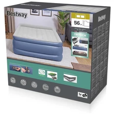 Надувная велюр кровать Bestway 67614 двуспальная, с электронасосом, 203 х 152 х 56 см. фото 57