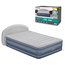 Надувная велюр кровать Bestway 671BD двуспальная, с электронасосом, 229 х 152 х 84 см.