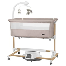 Детская кроватка - качалка Carrello Bloom CRL-10304 Cream Beige Wooden бежевая, откидной бортик