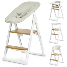 Стульчик El Camino Growee ME 1222 White белый, 4 в 1, шезлонг, стульчик для кормления, башня Монтессори, стул