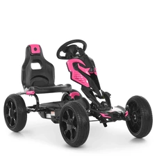 Детский педальный карт 1504-2-8 черно-розовый с ручным тормозом